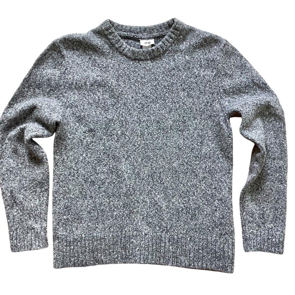 H&M | Cotton-Mohair-Wool Blend Sweater M Grey Crew Neck Soft